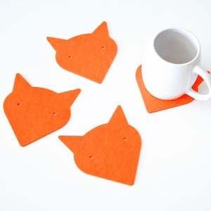 Ensemble de sous-bocks en feutre / Renard / Cadeau de Noël / Sous-bocks orange / Adorables sous-bocks