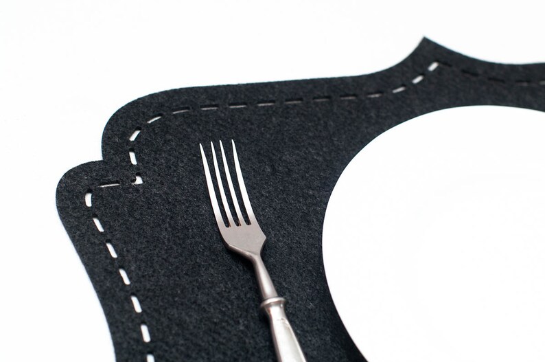 Set Felt Placemats / Black Placemats / Mat Table Etsy