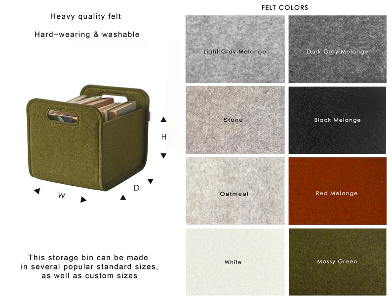 Modern Storage Basket / Felt Storage Bin / Household Storage / Possible in Custom Size image 2