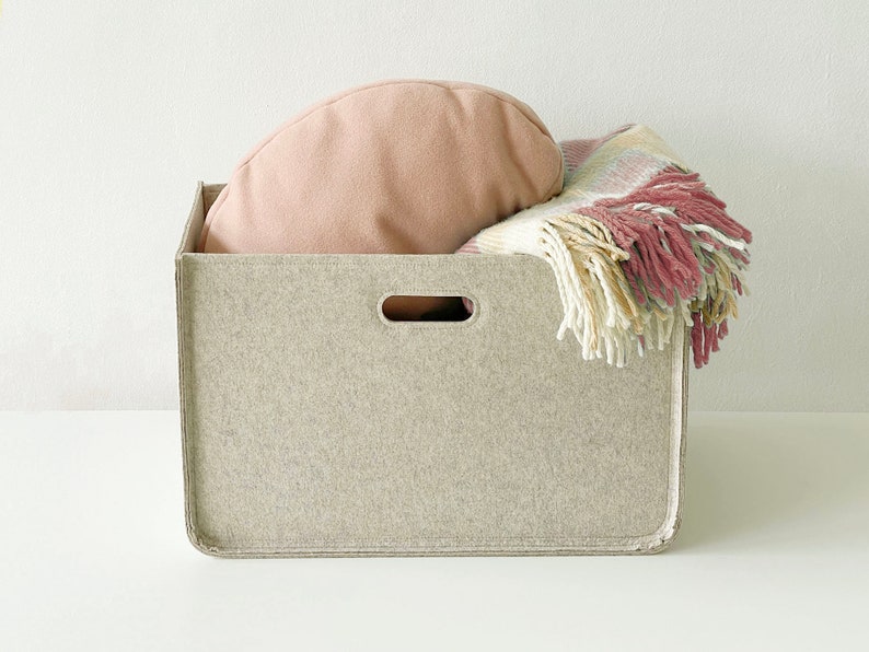 Strong Storage Basket / Felt Storage Bin / Clothes storage / Minimalist Home storage / Possible in Custom Size image 1