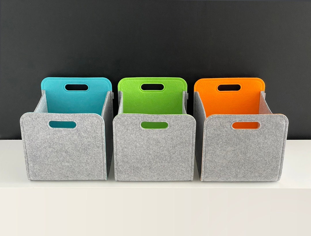 Light Gray and Colorful Felt Storage Bin / Household Storage / Modern