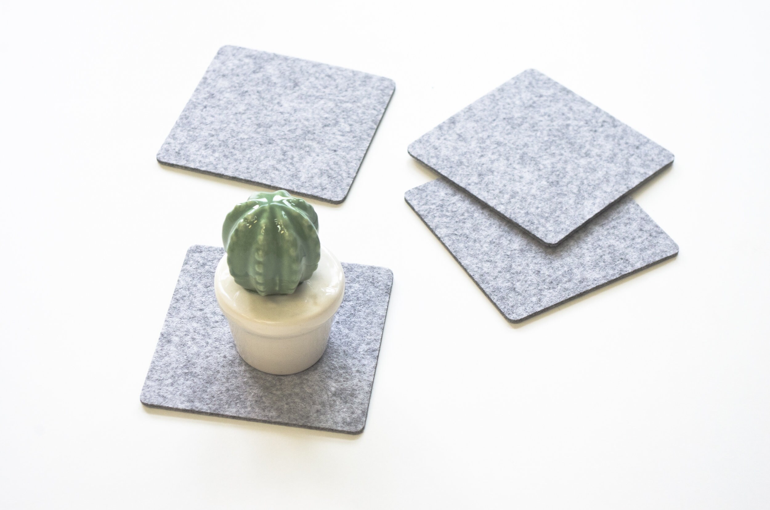 Square Coasters / Felt Coasters / Gray Minimal Decor / Simply Etsy