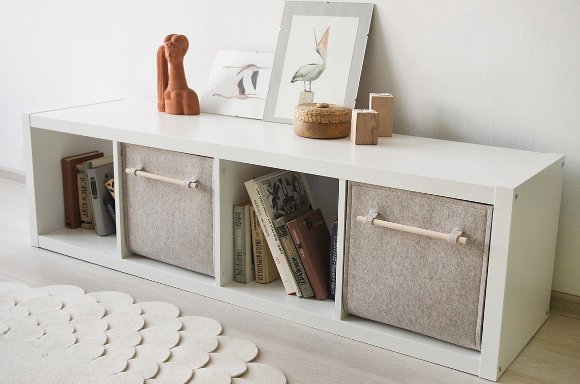 Storage Cube with wood handle / Size 13x13x13 for ikea expedit Etsy