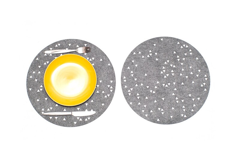 Set Round Placemats / Gray Placemat / Felt Placemat / Felt Etsy UK