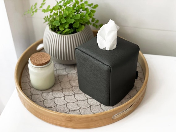 Tissue Box Cover Square / Vegan Leather Tissue Box Cover / Vegan Leather Napkin Holder / Modern Tissue Box