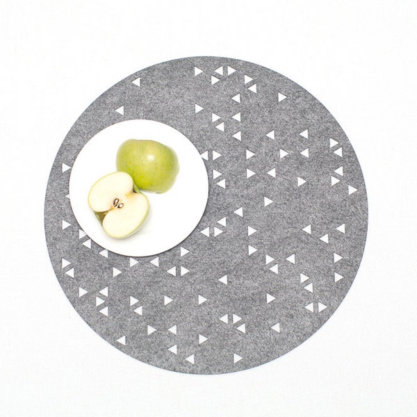 Set Round Placemats / Gray Placemat / Felt Placemat / Felt Table Cover / Modern Table Mats