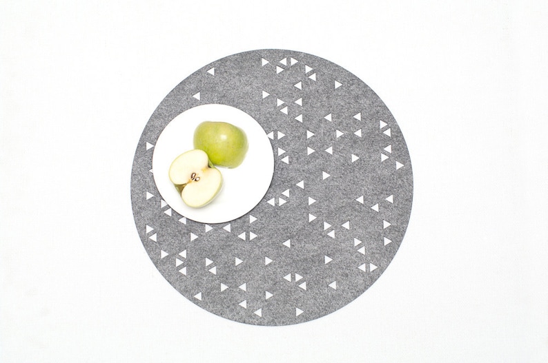 Set Round Placemats / Gray Placemat / Felt Placemat Etsy