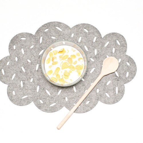Set Placemats / Original Felt Placemat / Gray Cloud / Felt Etsy