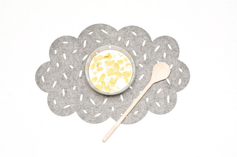 Set Placemats / Original Felt Placemat / Gray Cloud / Felt Etsy