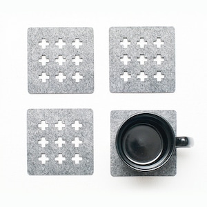 Square Coasters / Black Coasters / Set of 4 Coasters / Set of 6 Coasters / Felt Coasters / Scandinavian