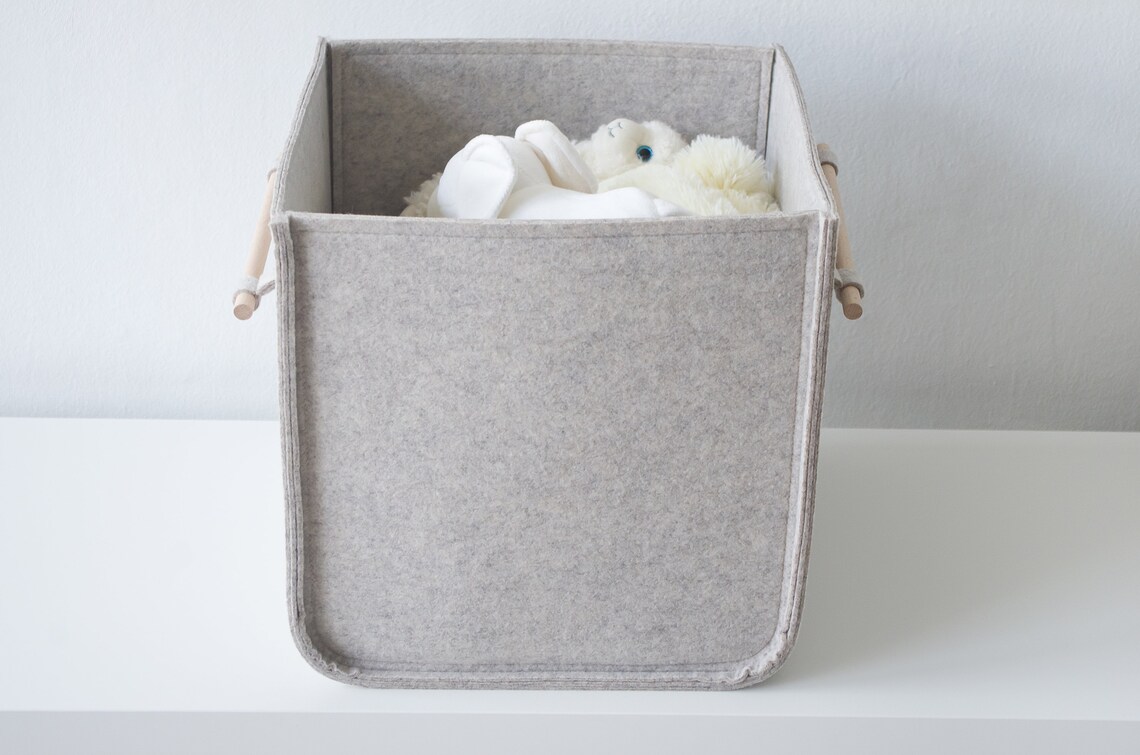 Storage Cube with wood handle / Size 13x13x13 for ikea expedit Etsy