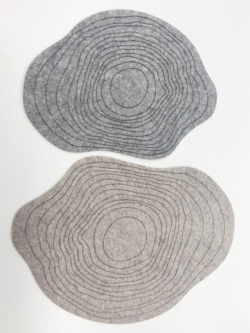 Set Modern Placemats/mountain Placemats /oval Felt Etsy