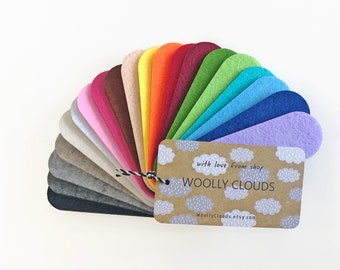 Color Samples / Wool Felt Samples / Micro-velour fabric Samples / Vegan Leather Samples / Set of 22 Eco-Felt Swatches