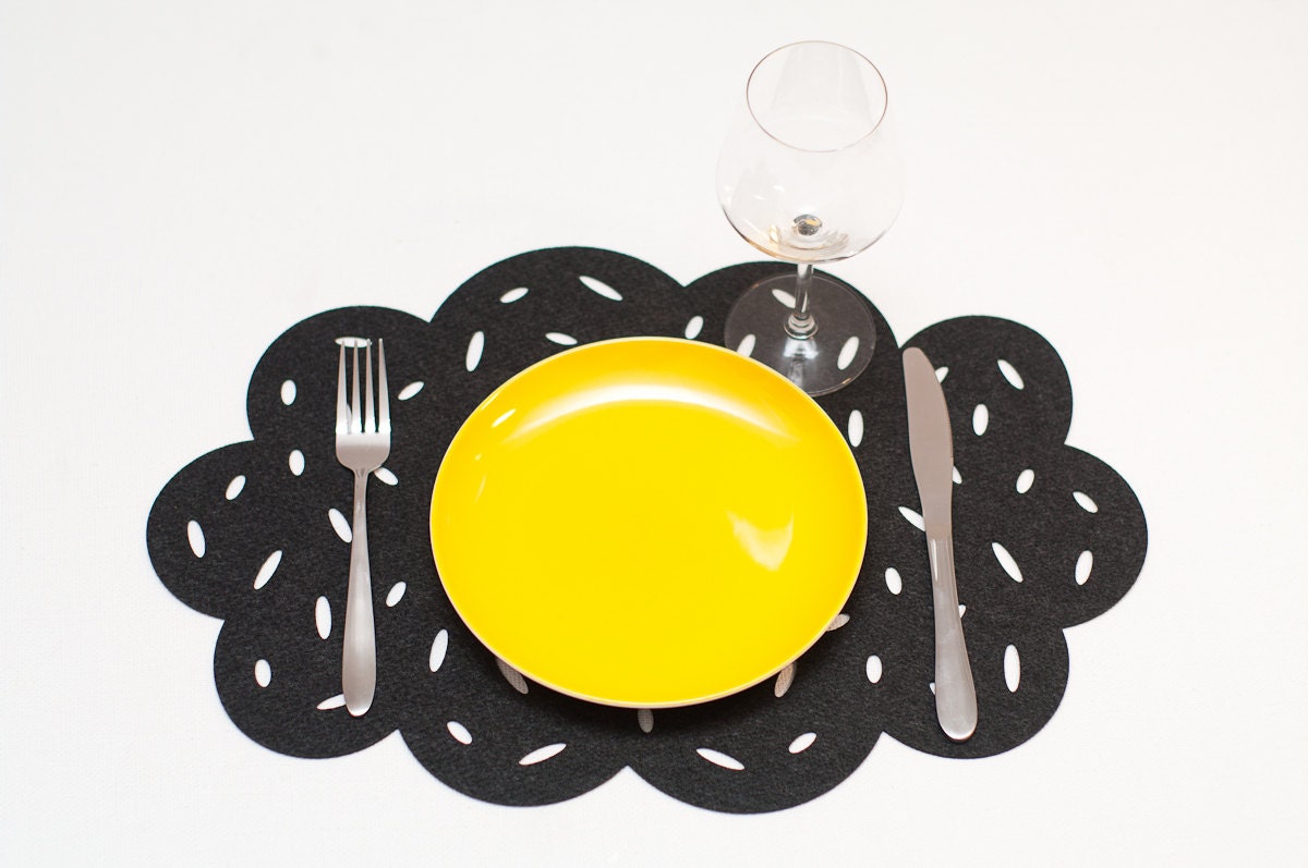 Set Placemats / Original Felt Placemat / Gray Cloud / Felt Etsy