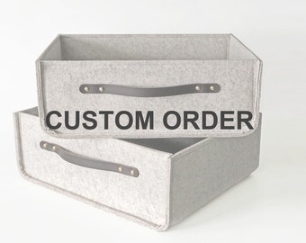 Custom Order for Taylor / 8 Large Storage Baskets with Leather Handles
