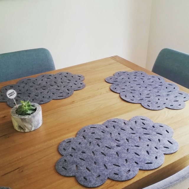 Set Placemats / Original Felt Placemat / Gray Cloud / Felt Etsy