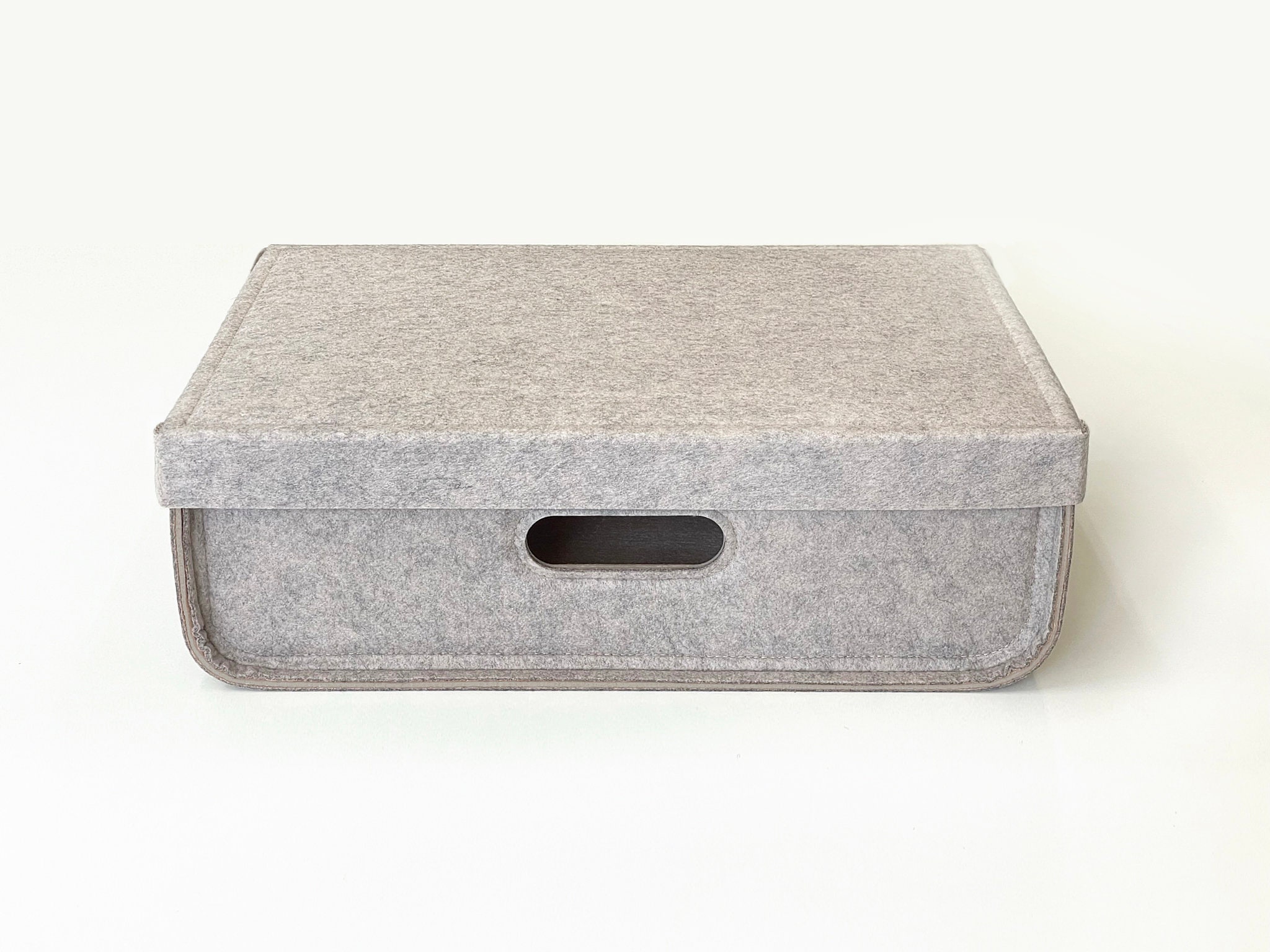 Storage Felt Bin with Lid/ Storage Box with Сut-out Handles/ Home Storage Solution/ Lidded Basket/ Custom Options Available