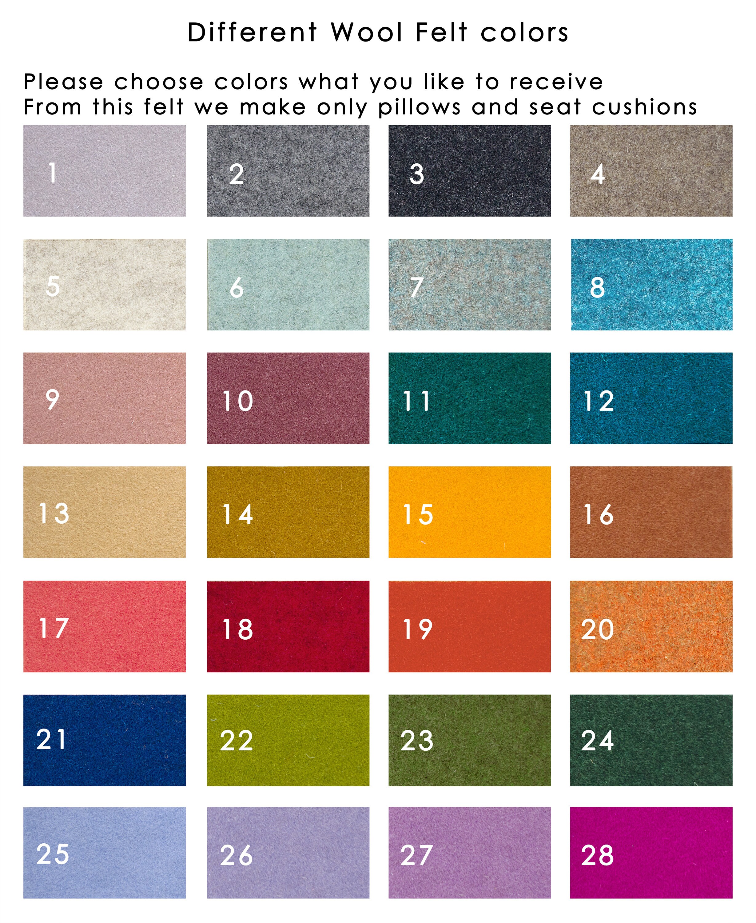 Microvelour Dig Color Samples / Wool Felt Samples / Micro-velour Fabric Samples / Vegan ...