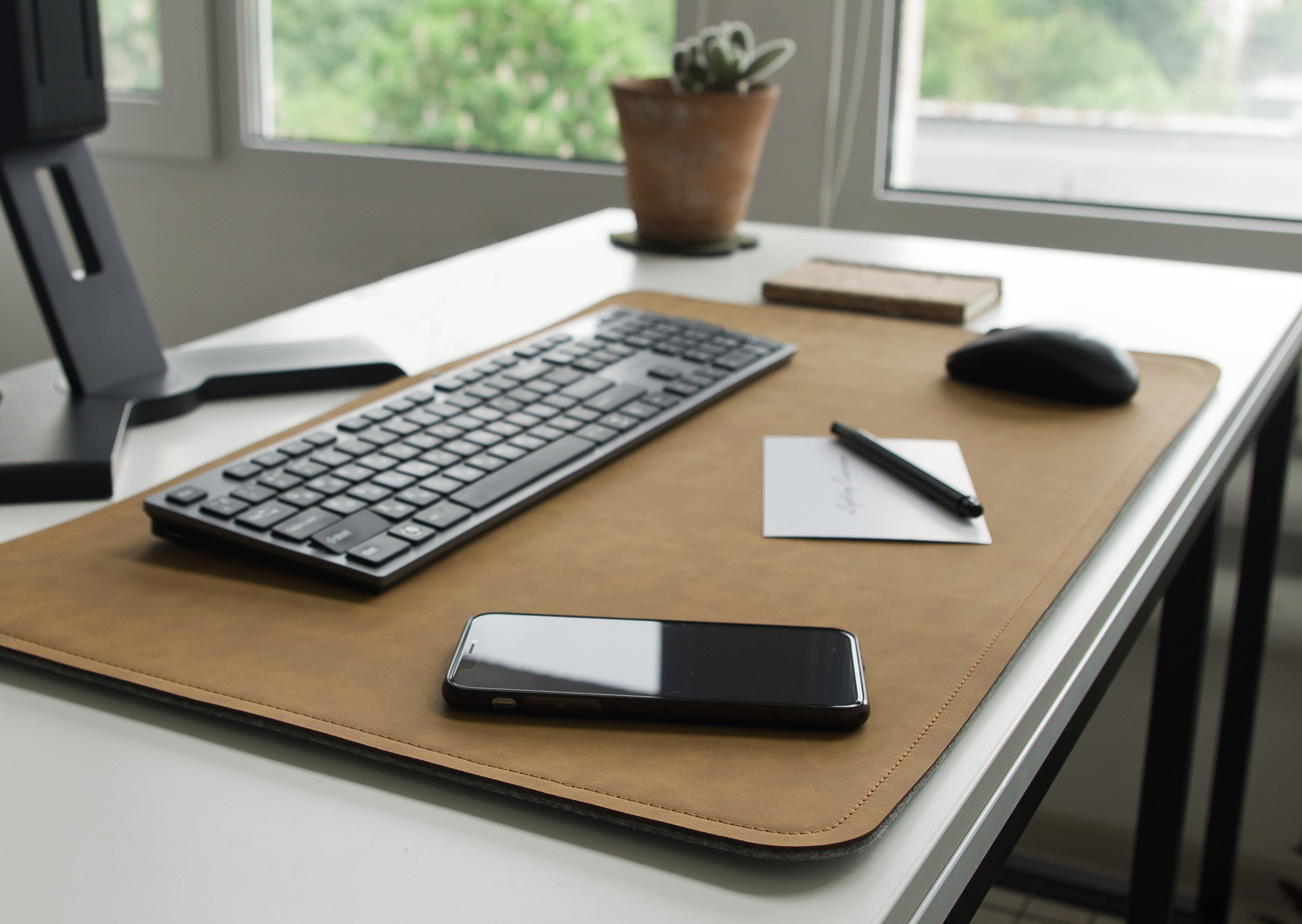 Twosided Laptop Mat / Desk Mat /Eco Nubuck and Felt Desk Pad Etsy