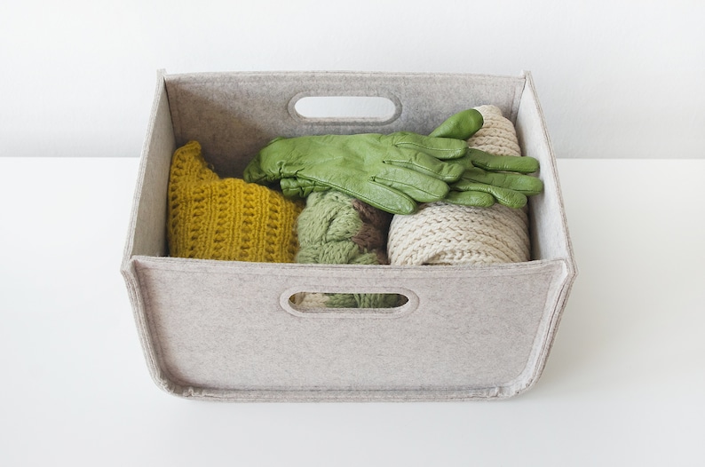 Strong Storage Basket / Felt Storage Bin / Clothes storage / Minimalist Home storage / Possible in Custom Size image 7