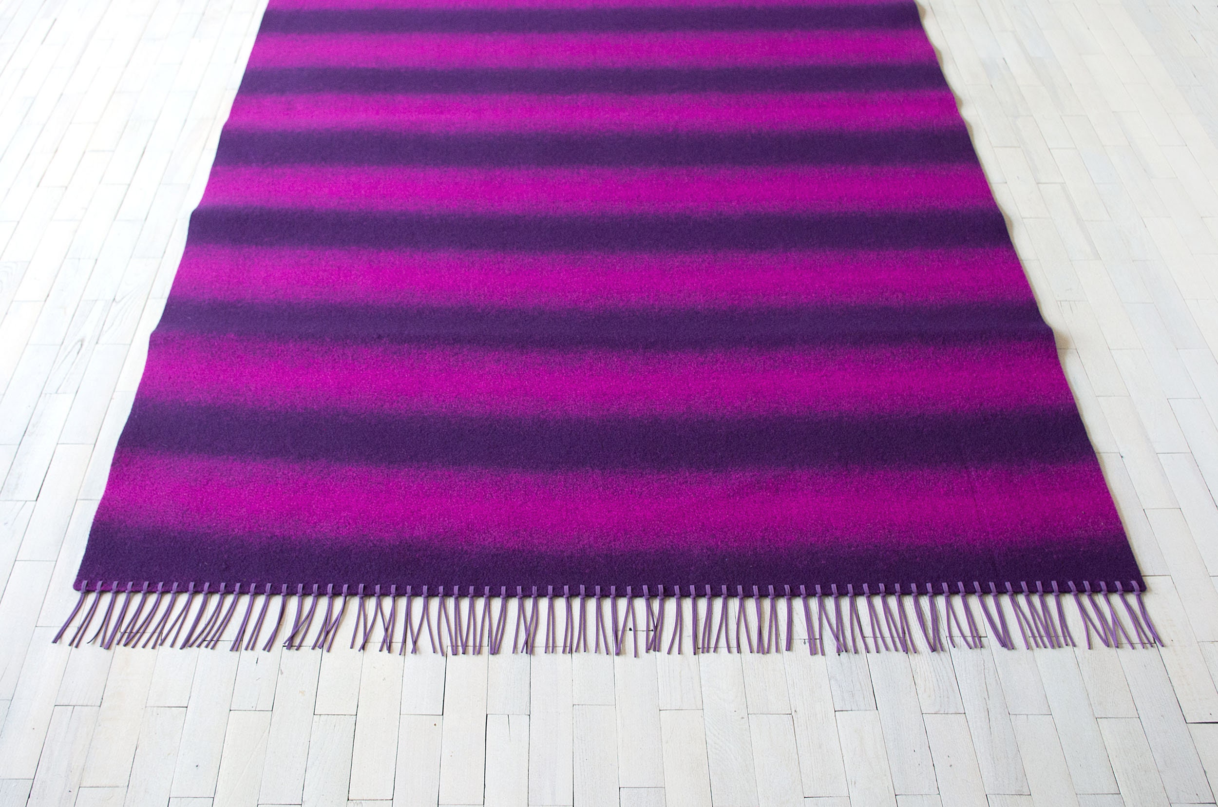 Pink Area Rug / Stripes carpet /Wool Felt Rug /7.5 х 4.5 ft / Etsy