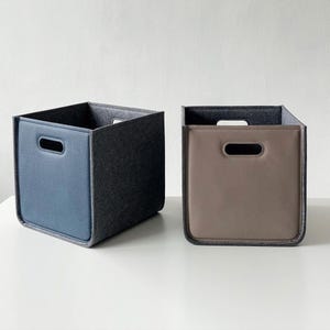 Vegan Leather + Felt Storage Bin / Home Storage / Black Storage Basket / Storage and Organisation / Possible in Custom Size