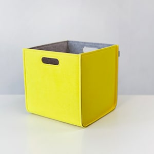 Basket for Nursery room / Yellow Basket / Household Storage / Felt Storage Box / Size 13x13x13inch for Ikea Kallax / Possible in Custom Size
