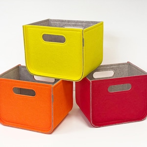 Colorful Storage Basket / Bright + Stone color inside Storage Bin / Clothes storage / Home storage / Possible in Custom Size