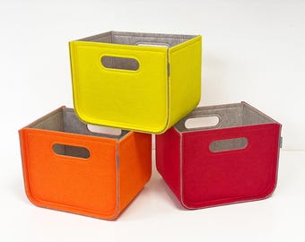 Colorful Storage Basket / Bright + Stone color inside Storage Bin / Clothes storage / Home storage / Possible in Custom Size