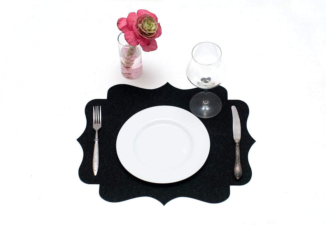Elegant Table Mat / Set Felt Placemats / Black Placemats Etsy