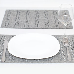 Gray Placemats / Sets / Rectangle Placemat / Felt Placemats / Modern Placemats / Table Mat / Geometric Mat image 5