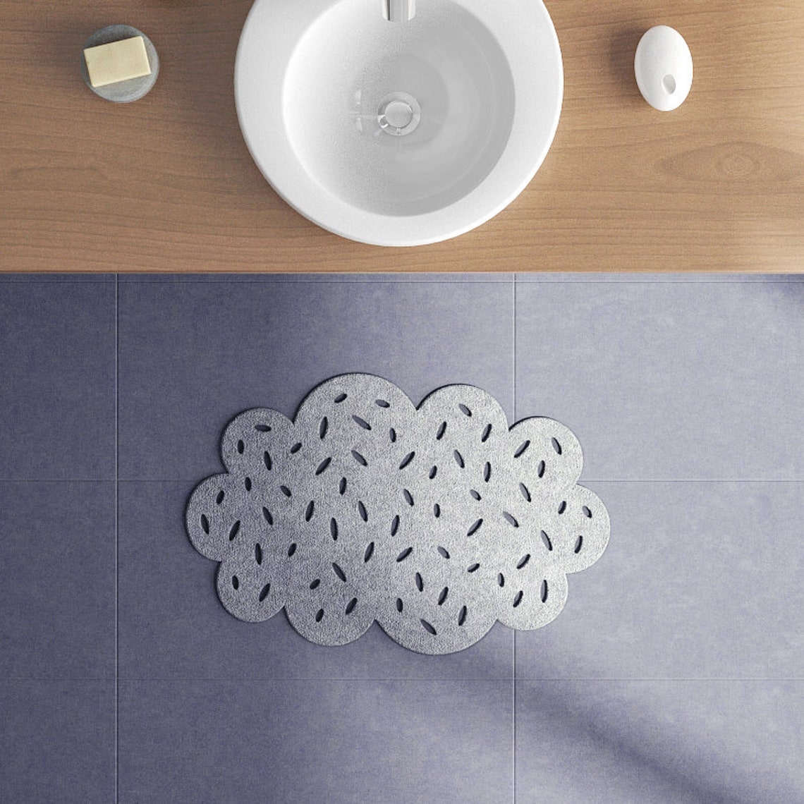 Cloud Bath Mat / Polyester Felt Mat / Bathroom Decor Etsy