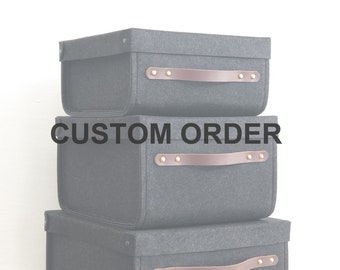 Custom Order for Paula / 8 felt storage bins with lids