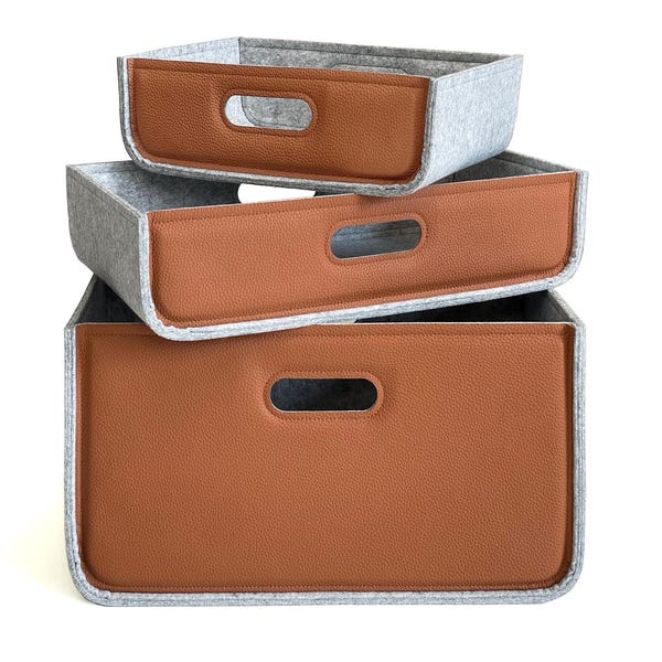 Vegan Leather + Felt Storage Bin / Home Storage / Black Storage Basket / Storage and Organisation / Possible in Custom Size