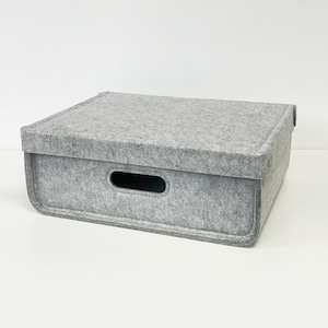 Storage Felt Bin with Lid/ Storage Box with Сut-out Handles/ Home Storage Solution/ Lidded Basket/ Custom Options Available