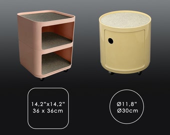 Set of 2 Round or Rectangular Felt Mats/ Size Fits Kartell Componibili Container/ Round Table Cover/ Various Sizes Available