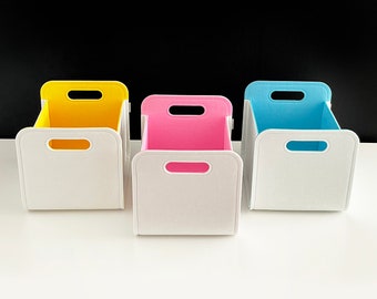 Cesta de almacenamiento de fieltro blanco y colorido/Organización de almacenamiento/Cesta de almacenamiento moderna/Cesta de almacenamiento blanca/Almacenamiento colorido/Tamaños personalizados disponibles