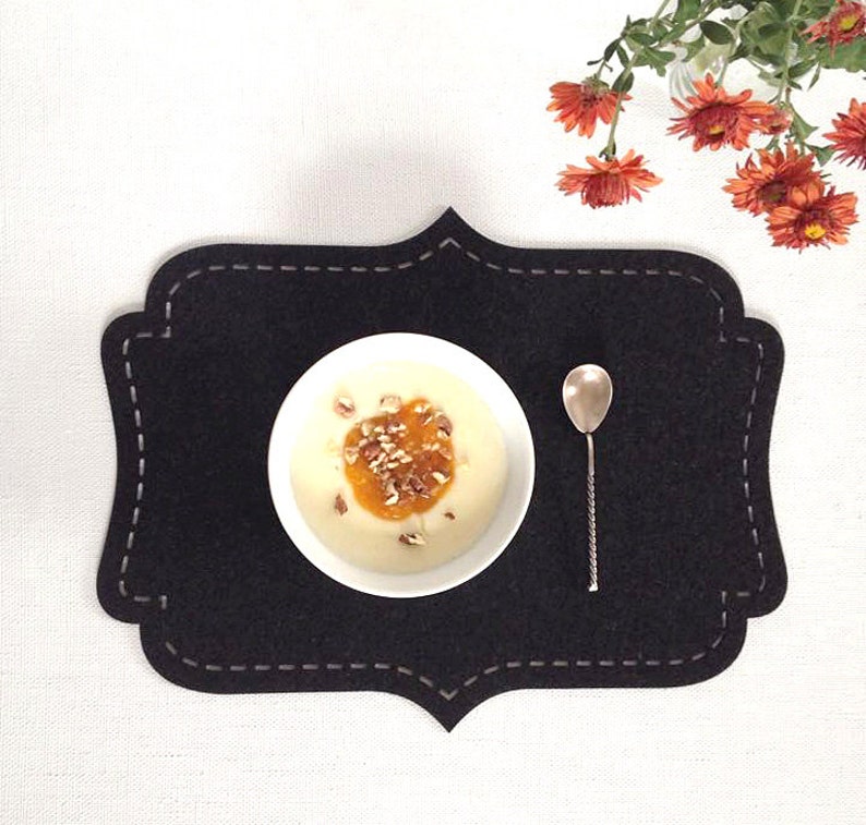 Set Felt Placemats / Black Placemats / Mat Table Etsy