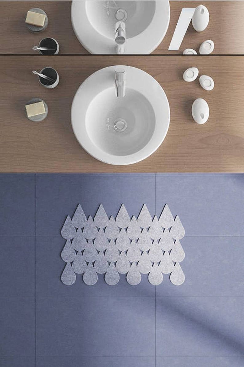 Bath Mat / Droplets / Polyester Felt / Kitchen mat / Nordic design image 2