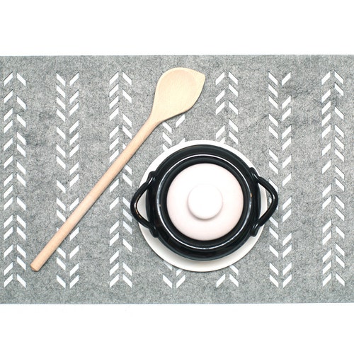 Gray Placemats / Sets / Rectangle Placemat / Felt Placemats / Etsy