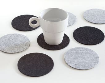 Set felt Coasters / Drink Coasters / Minimalist Black Coasters / Modern Coasters