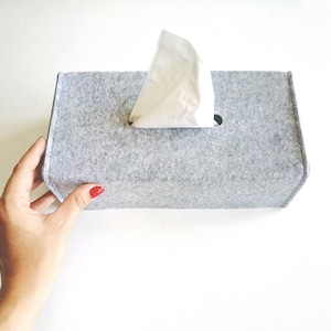 Tissue Box Cover / Felt Tissue Holder / Napkin Holder for Table / Modern Tissue Box Cover / Bathroom Organisation image 5