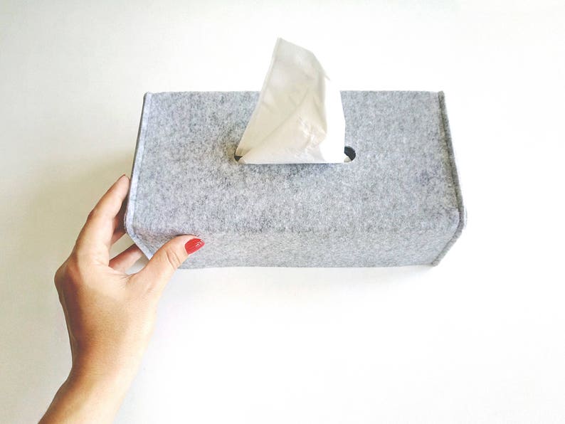 Tissue Box Cover / Felt Tissue Holder / Napkin Holder for Table / Modern Tissue Box Cover / Bathroom Organisation image 5