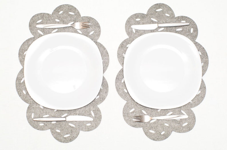 Set Placemats / Original Felt Placemat / Gray Cloud / Felt Etsy