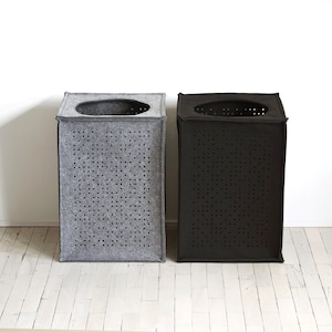 Set of 2 Large Laundry Baskets / Gray and Black Laundry Hamper / Minimalist / Felt Basket / Possible in Custom Size