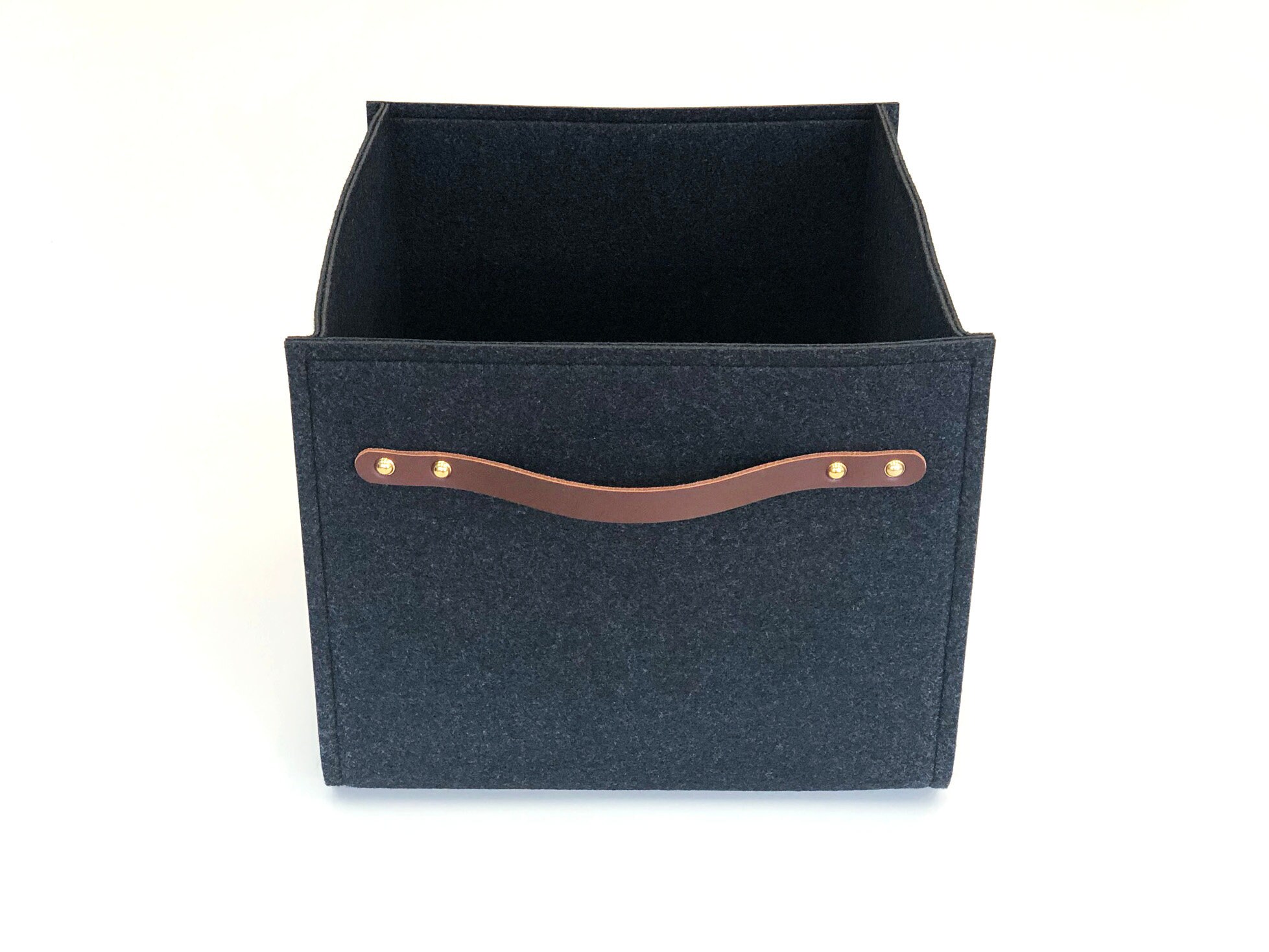 Set of 3 Bins with lids / Felt Storage Bins / Black Baskets / Etsy