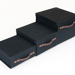 Set of 3 Bins with Lids / Felt Storage Bins / Home storage / Storage box with lid / Possible in Custom Size image 7