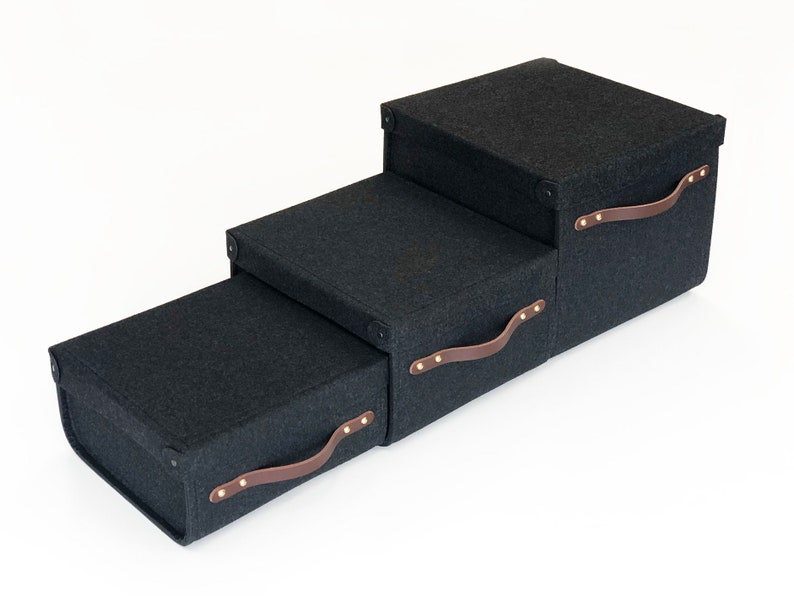 Set of 3 Bins with Lids / Felt Storage Bins / Home storage / Storage box with lid / Possible in Custom Size image 7