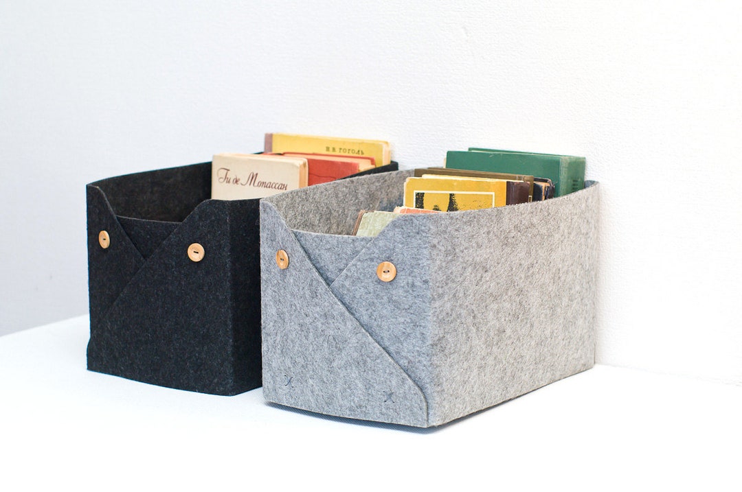 Felt Storage Racks Felt Storage Duo: 2 Baskets With Buttons/ 13x13x13 Size for Kallax ...