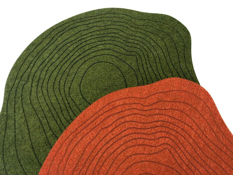 Set Modern Placemats/mountain Placemats /oval Felt Etsy